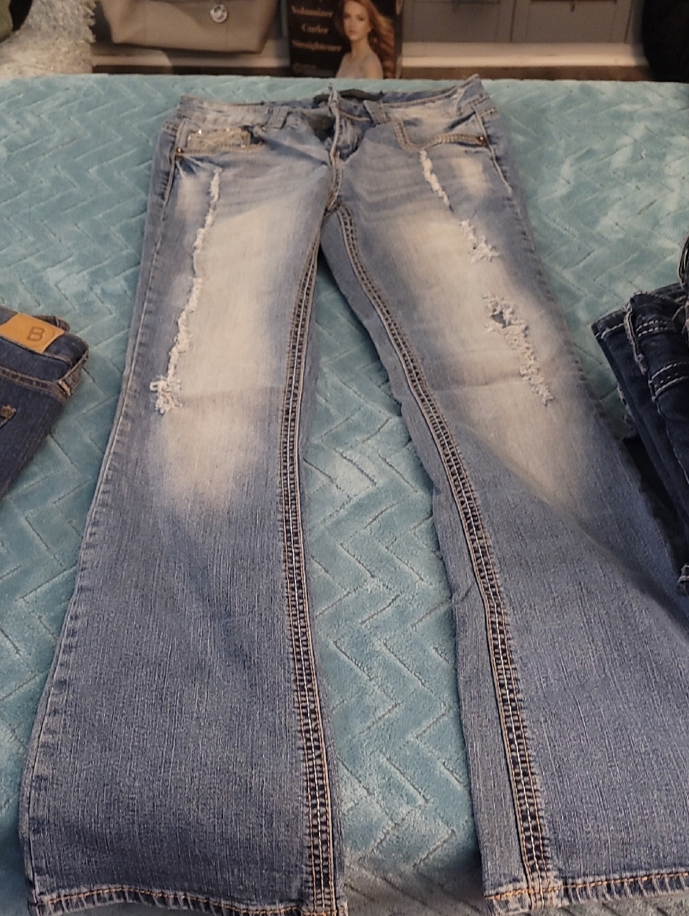 Rue21 Light Blue Distressed Flare Jeans